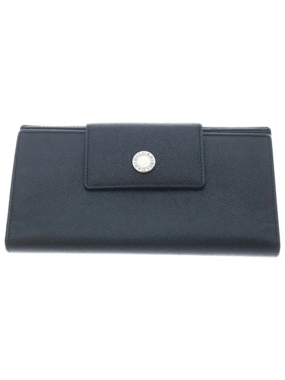 Bvlgari Gray Leather Logo Button Wallet Black